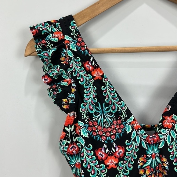 Jessica Simpson Estilo Black Floral Ruffle One-Piece
Swimsuit - Picture 4 of 11